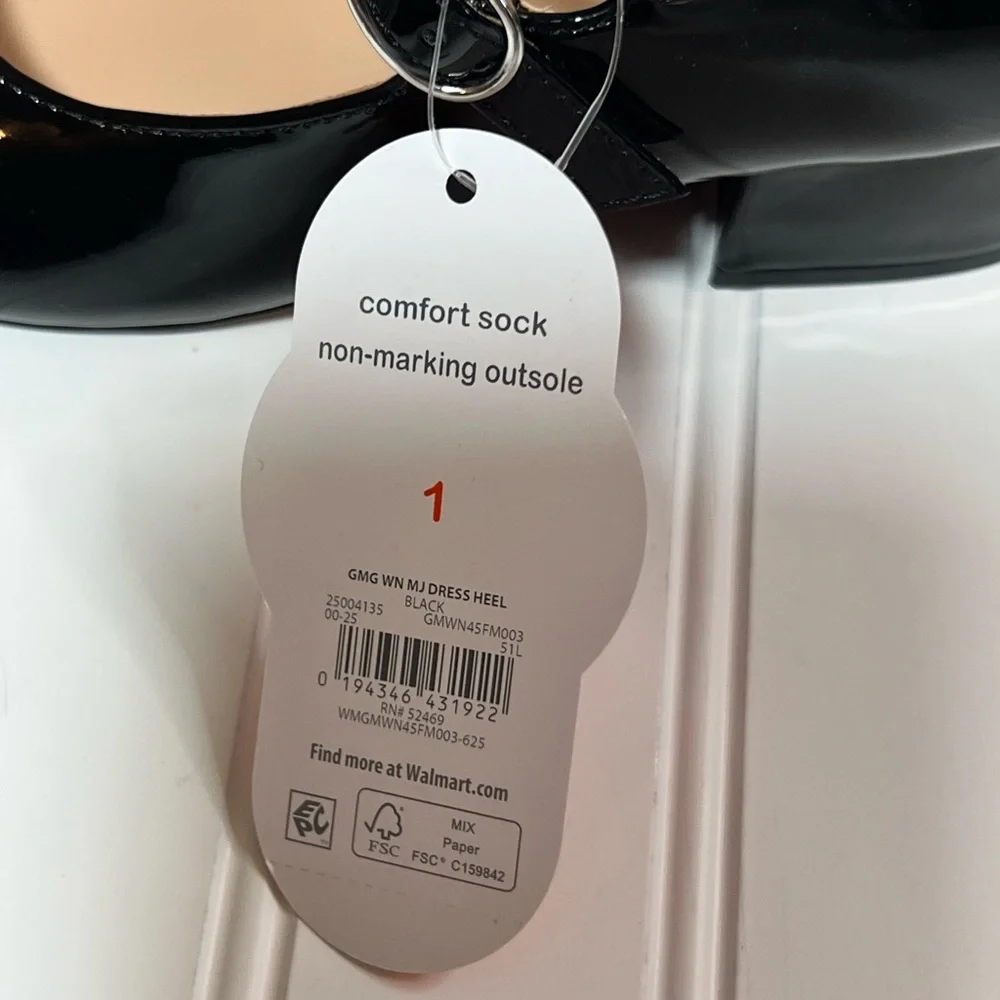 Wonder Nation Size 1 Black Dress Shoe Mary Jane Shoes NWT